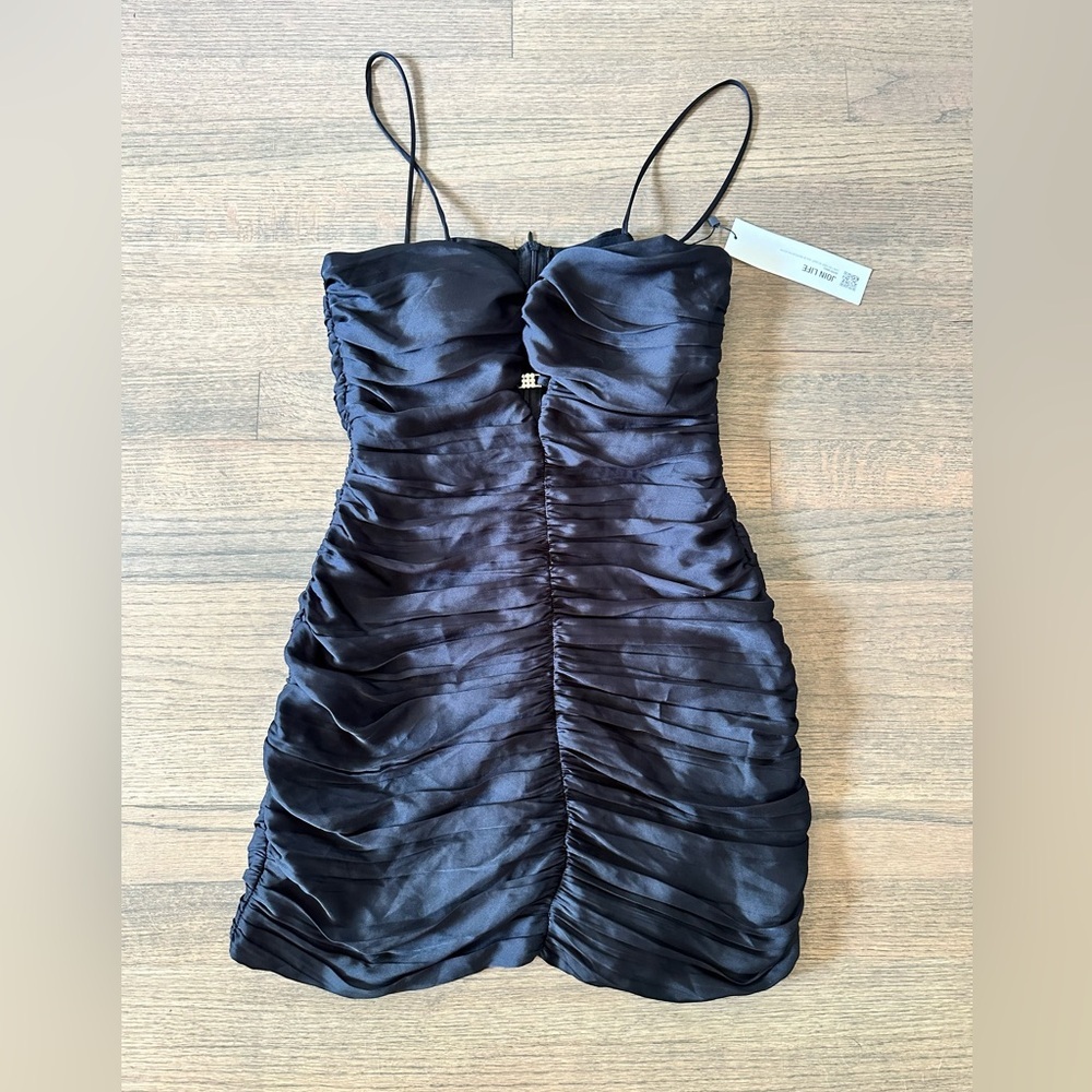 NEW Zara Ruched Rhinestone Cocktail Dress-Size XS-Black